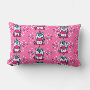 Little Girls Pink Unicorn Pony Lumbar Pillow