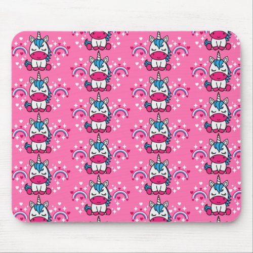 Little Girls Pink Unicorn Pony Mouse Pad