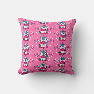 Little Girls Pink Unicorn Pony Throw Pillow