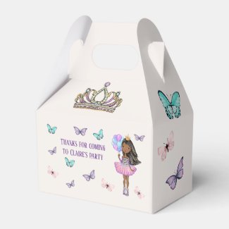 Little Girl's Princess Birthday, Brown Skin Favor Box