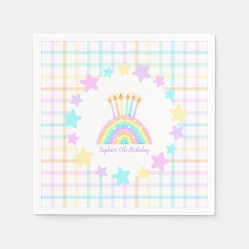 Little Girls Rainbow Birthday Party Napkins