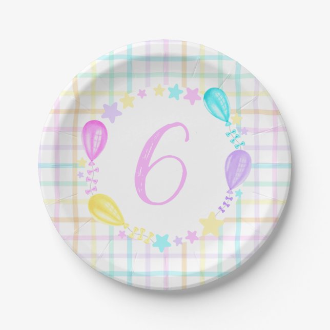 Little Girl's Rainbow Birthday Party Paper Plates (Front)