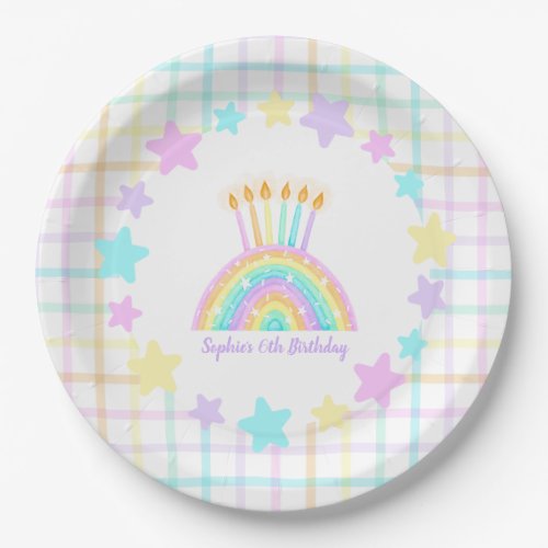 Little Girls Rainbow Birthday Party Paper Plates