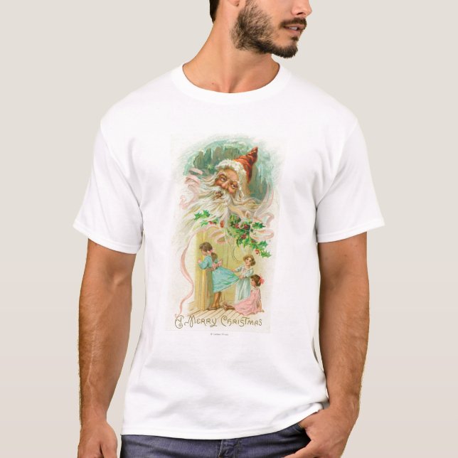 Little Girls Spying through Bedroom Door T-Shirt (Front)