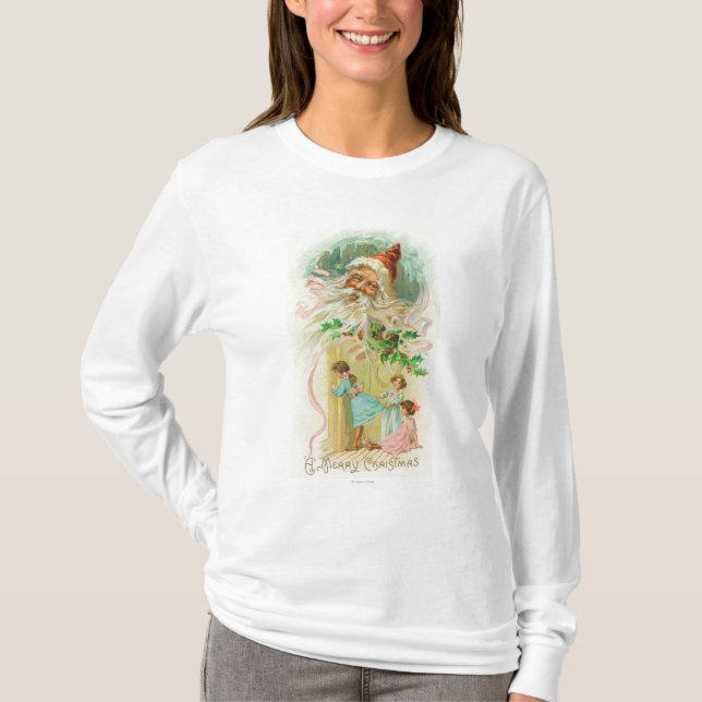 Little Girls Spying through Bedroom Door T-Shirt (Front)