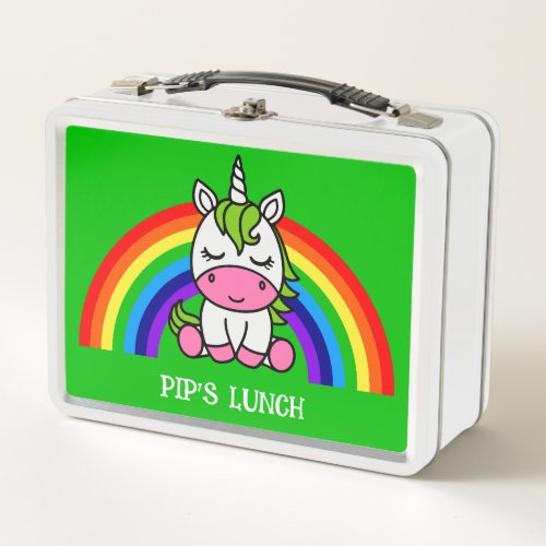 Little Girls Unicorn Back To School Metal Lunch Box