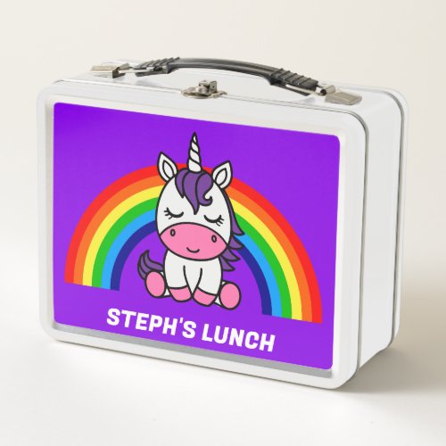 Little Girls Unicorn Back To School Metal Lunch Box