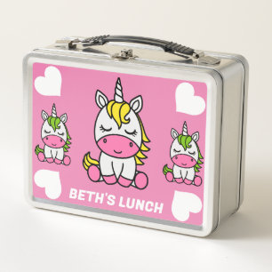 Little Girls Unicorn Back To School Metal Lunch Box