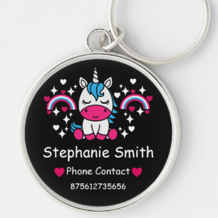 Little Girls Unicorn Lost Contact Keychain