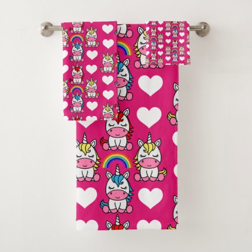 Little Girls Unicorn Pony Bath Towel Set