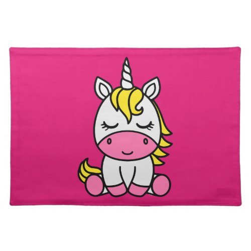 Little Girls Unicorn Pony Cloth Placemat