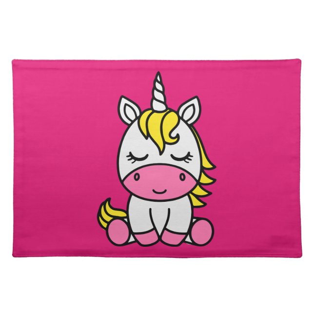 Little Girls Unicorn Pony Cloth Placemat (Front)