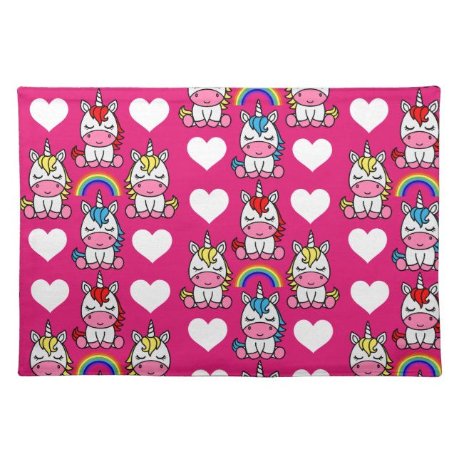 Little Girls Unicorn Pony Cloth Placemat (Front)