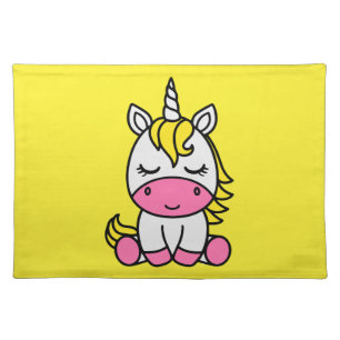 Little Girls Unicorn Pony Cloth Placemat