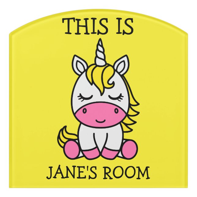 Little Girls Unicorn Pony Door Sign (Contour Front)