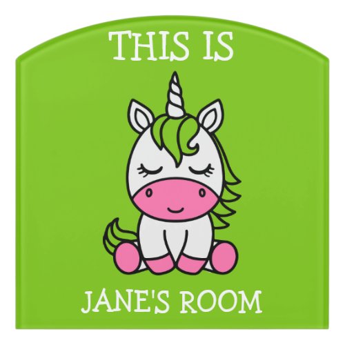 Little Girls Unicorn Pony Door Sign