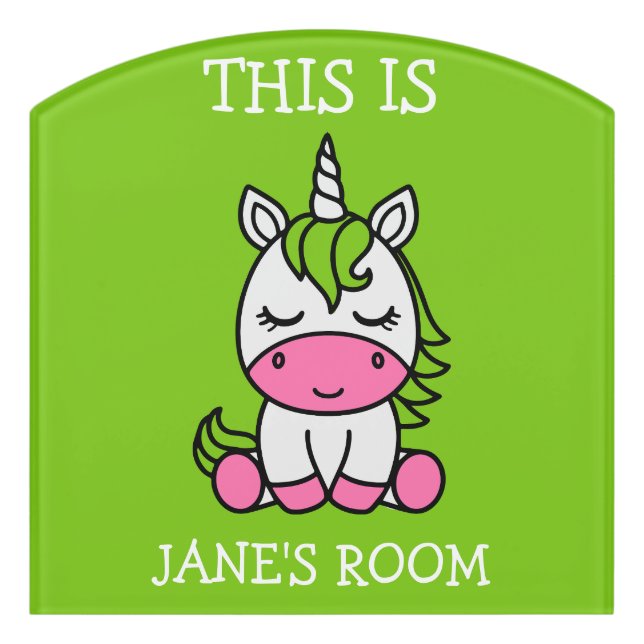 Little Girls Unicorn Pony Door Sign (Contour Front)