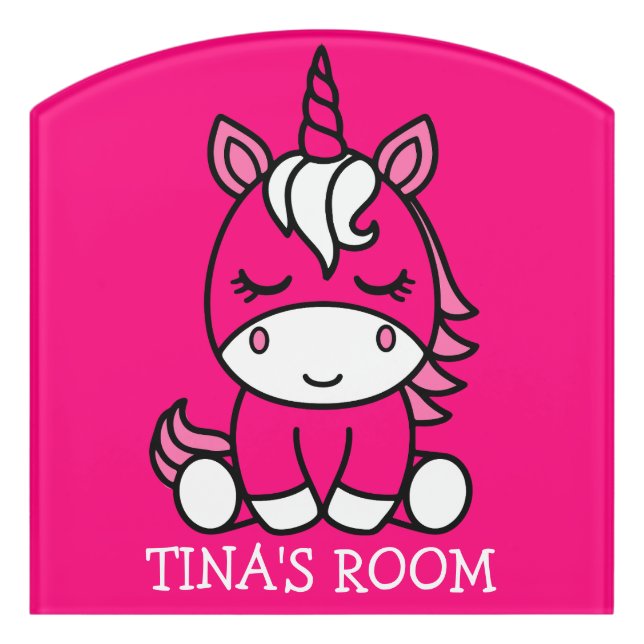Little Girls Unicorn Pony Door Sign (Contour Front)