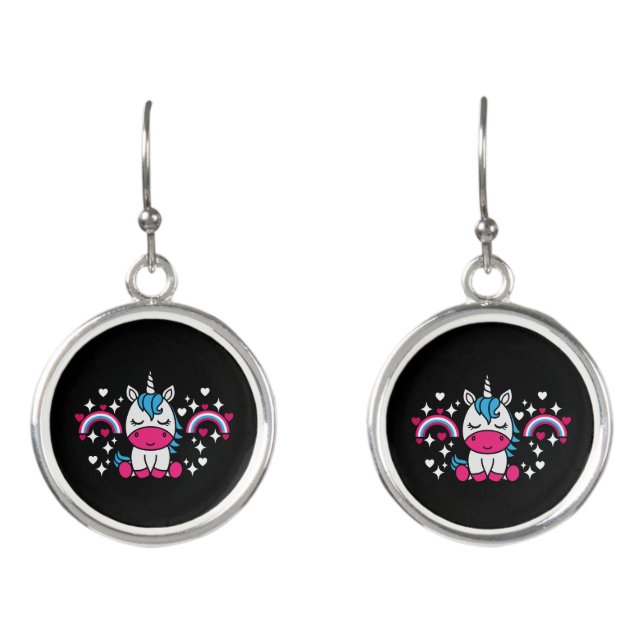 Little Girls Unicorn Pony Earrings (Front)