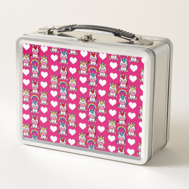 Little Girls Unicorn Pony Metal Lunch Box (Front)