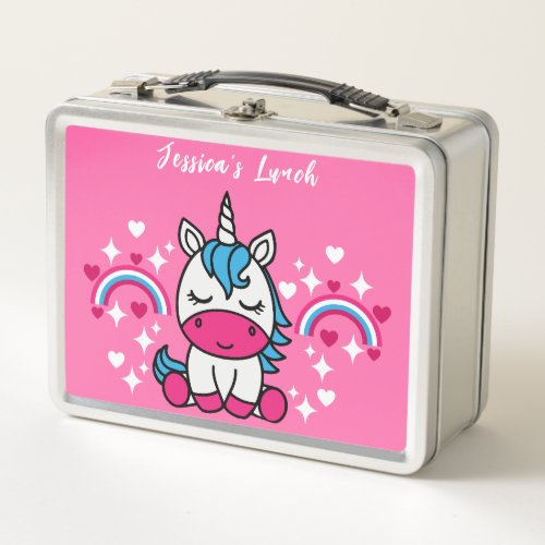 Little Girls Unicorn Pony Metal Lunch Box