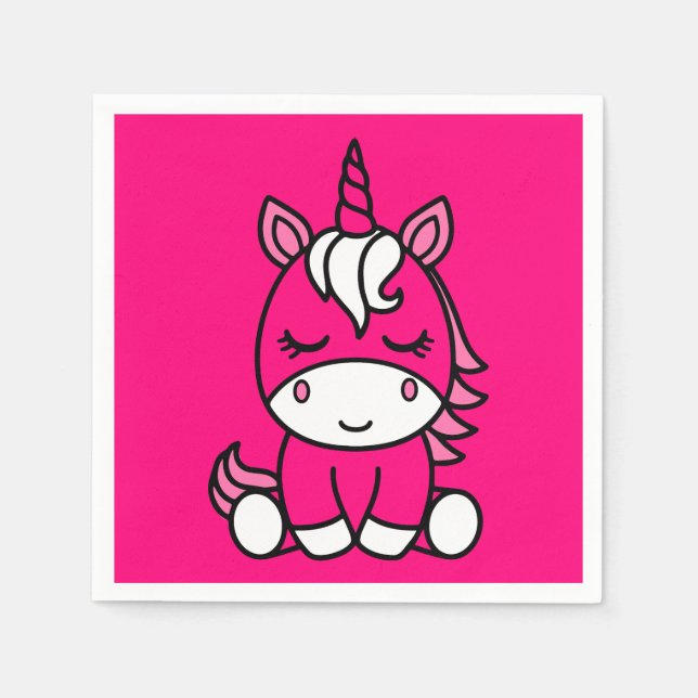 Little Girls Unicorn Pony Napkins (Front)
