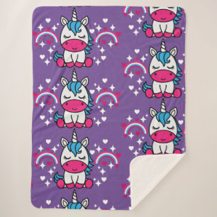 Little Girls Unicorn Pony Sherpa Blanket