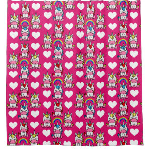 Little Girls Unicorn Pony Shower Curtain