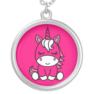 Little Girls Unicorn Pony Silver Plated Necklace