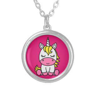 Little Girls Unicorn Pony Silver Plated Necklace