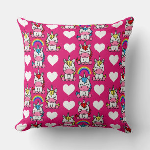 Little Girls Unicorn Pony Throw Pillow