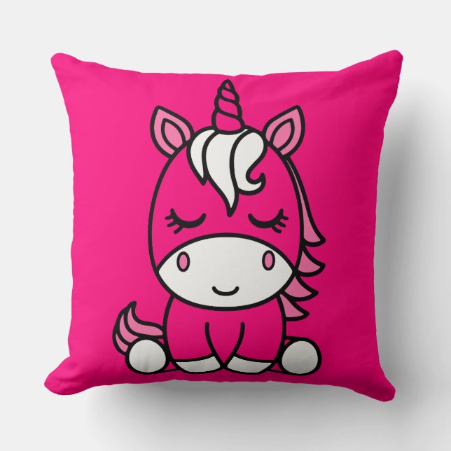 Little Girls Unicorn Pony Throw Pillow (Front)