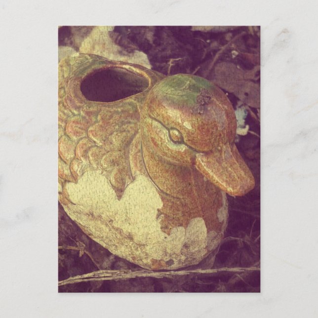 Little Glass Pie Duck Sitting in a Garden Postcard (Front)