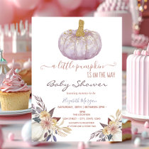 Little Glitter Pumpkin Flowers Baby Shower   Invitation