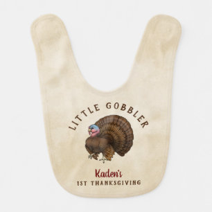 "Little Gobbler" Brown Turkey Thanksgiving Bib