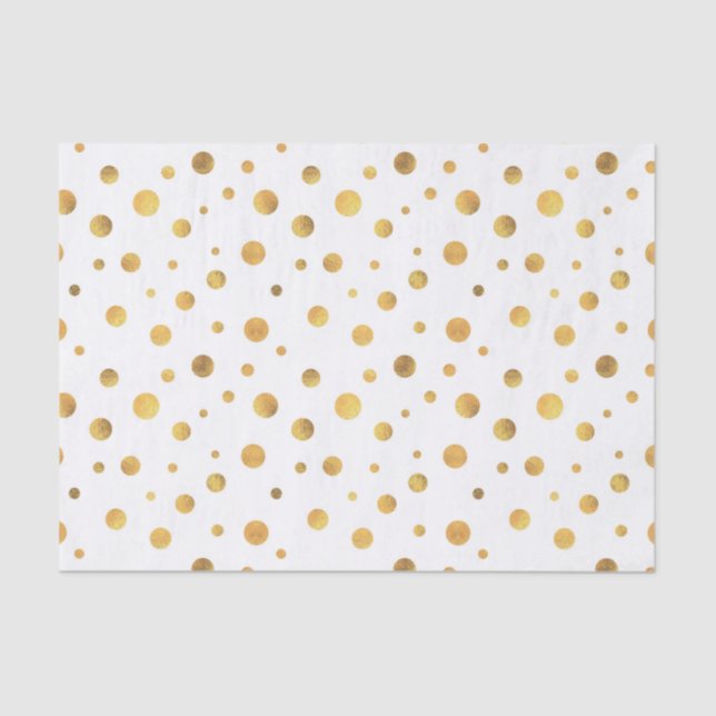 Little Gold Circles on White Elegant Tissue Tissue Paper (Front)
