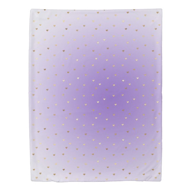 Little Gold Hearts Purple Ombre Duvet Cover (Front)