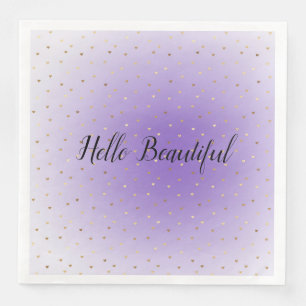 Little Gold Hearts Purple Ombre Paper Dinner Napkins