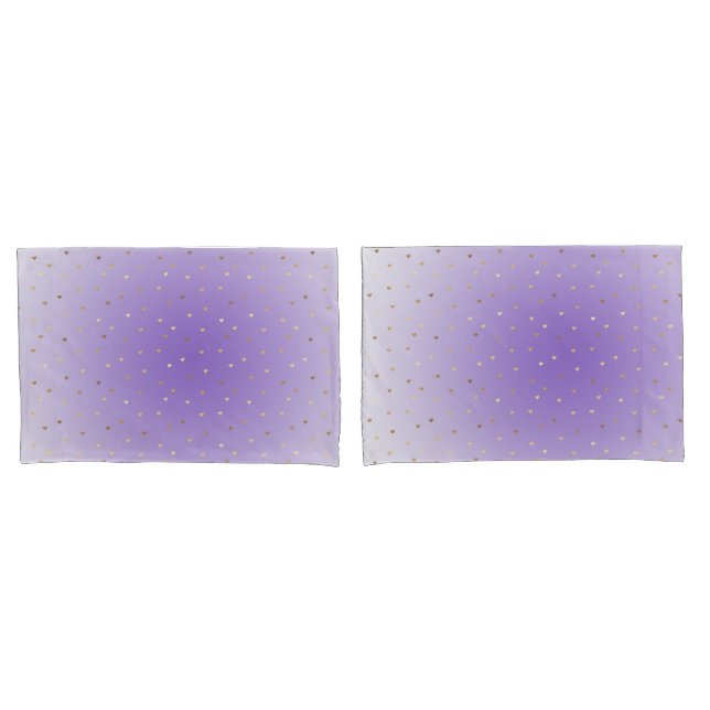 Little Gold Hearts Purple Ombre Pillow Case (Front-Set)