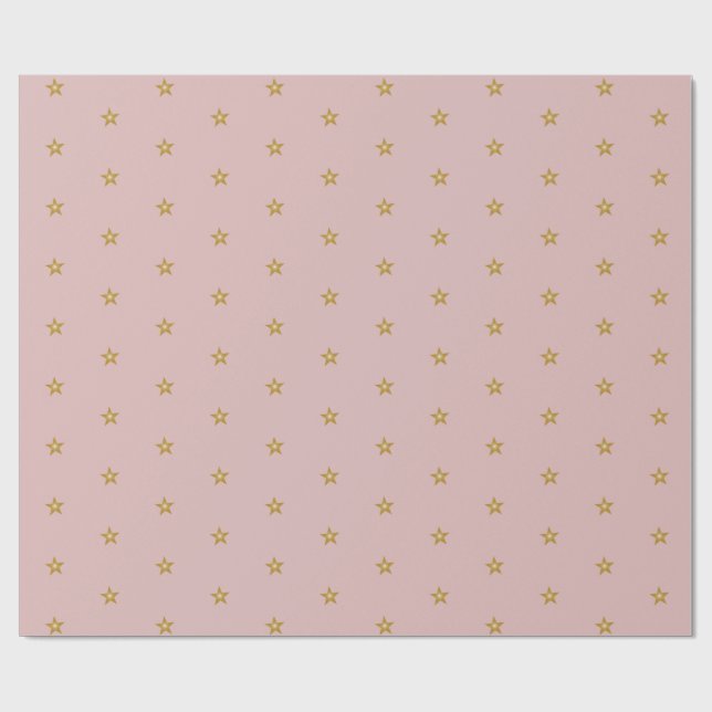 Little Gold Stars On Blush Pink Wrapping Paper (Flat)