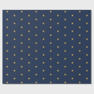 Little Gold Stars On Navy Blue Wrapping Paper