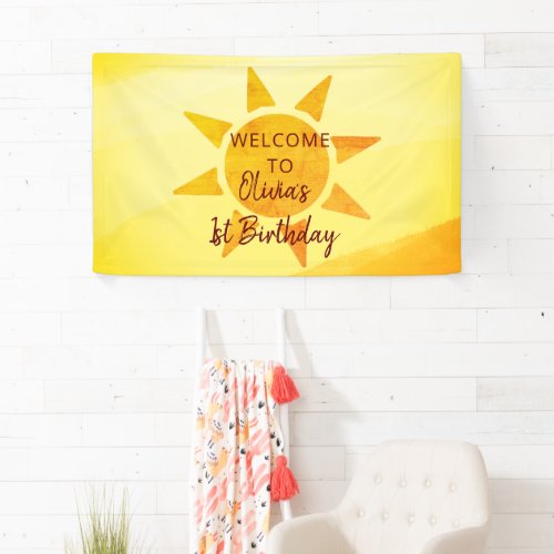 Little Gold Sunshine Boho Birthday Banner