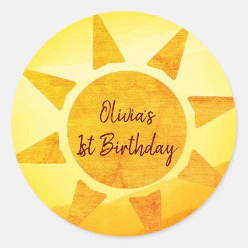  Little Gold Sunshine Boho Birthday  Classic Round Sticker