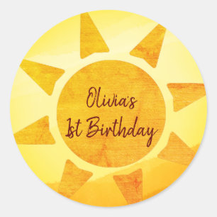 Little Gold Sunshine Boho Birthday Classic Round Sticker