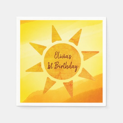 Little Gold Sunshine Boho Birthday Napkins