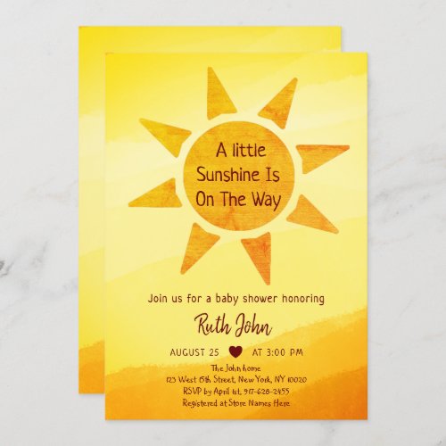 Little Gold Sunshine Modern Boho Baby Shower  Invi Invitation