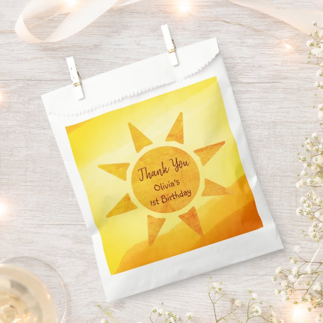  Little Gold Sunshine Modern Boho Birthday Favor Bag (Clipped)