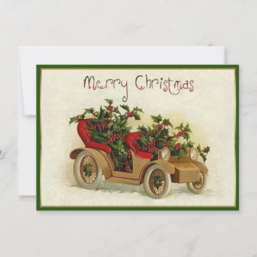 Little Gold Vintage Car Christmas Note Card