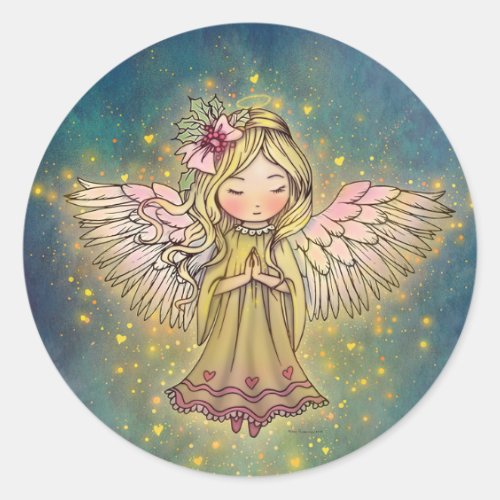 Little Golden Angel Christmas Holiday  Classic Round Sticker