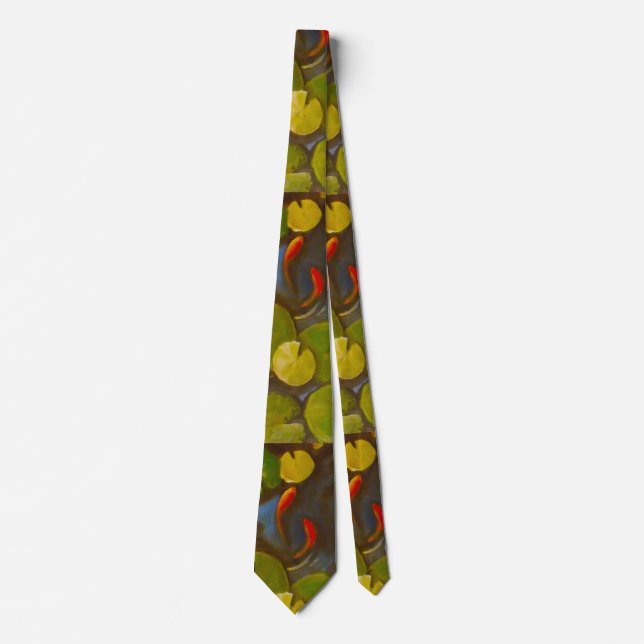 Little Goldfish Koi in Pond with Lily Pads Neck Tie (Front)